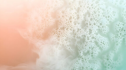 Fototapeta premium Mist forming intricate patterns against a pastel sage and coral gradient backdrop, with soft lighting for clarity