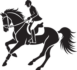 Horse Rider icon silhouette vector with white background