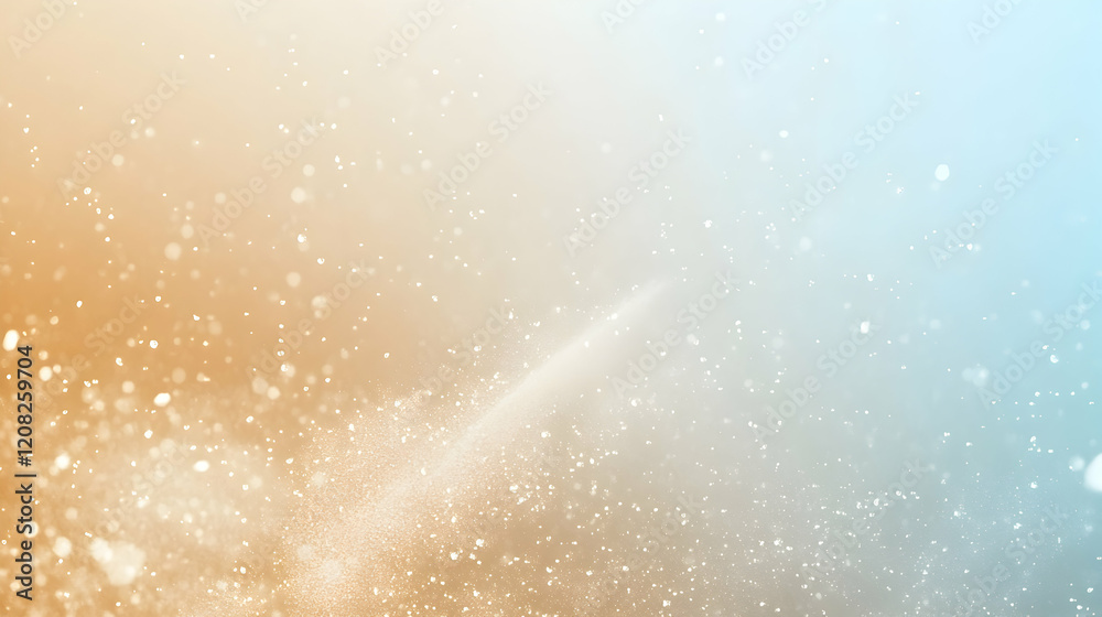 Canvas Prints mist particles floating softly into a gradient beige and sky blue background, softly illuminated for