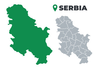 Serbia map simple flat outline vector set