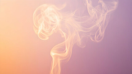 Obraz premium Steam forming soft curls against a muted lavender and peach gradient backdrop, illuminated for clarity