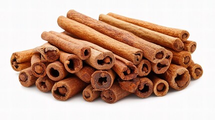 Isolated Cinnamon Sticks on White Background for Culinary Use