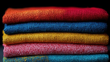 Stack of Colorful Woven Textiles