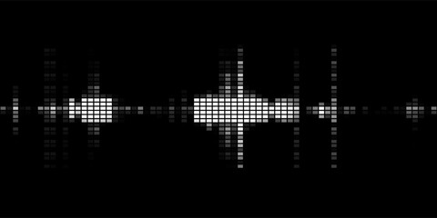 Raster seamless pattern. Dynamic visual effect, modern simple background with black & white dots. Monochrome illustration of sound waves. Geometric texture for prints, digital, cover, decoration, web