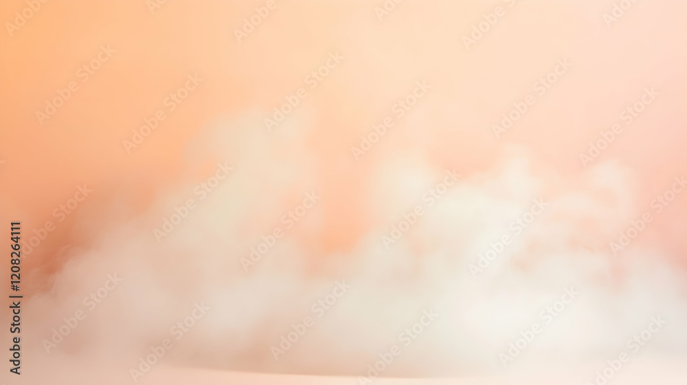 Poster thin fog settling into a solid light cream and peach background, with smooth lighting to emphasize t