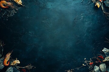 Elegant Seafood Arrangement with Dark Ocean Textured Background : Generative AI
