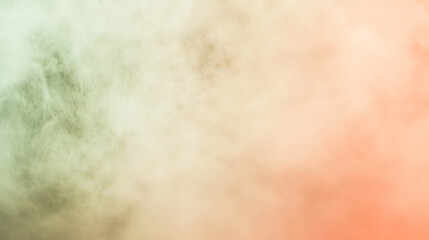 Fototapeta premium Thin mist dispersing subtly into a gradient light olive and coral backdrop, evenly lit to highlight motion