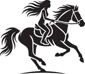 Horse Rider icon silhouette vector with white background