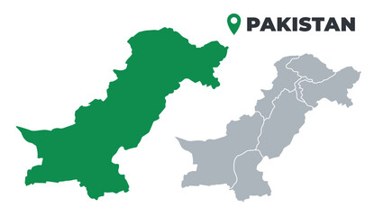 Pakistan map simple flat outline vector set