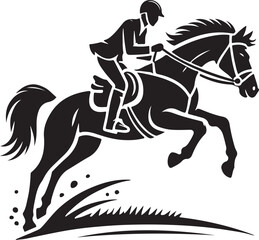 Horse Rider icon silhouette vector with white background