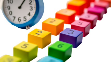 A time management chart with blocks isolated on white background 