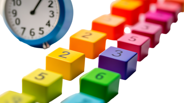 A time management chart with blocks isolated on white background