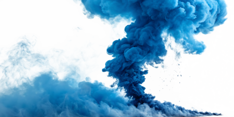 A blue smoke explosion border isolated on white background PNG.AI GENERATED
