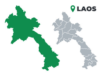Laos map simple flat outline vector set