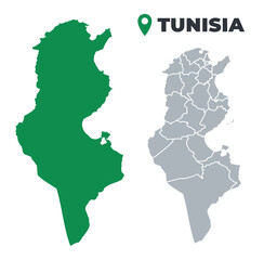 Tunisia map simple flat outline vector set