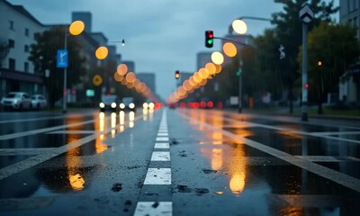 City street lights, after rain and bokeh. dark background colorful city lights. 4k videos