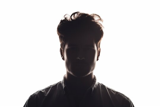 Silhouette of a young man with backlit high-contrast lighting