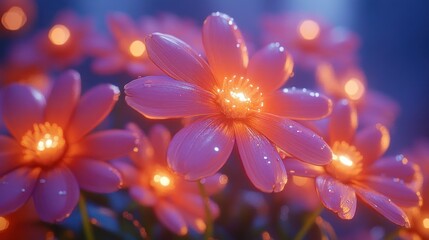 Enchanted Garden: Luminescent Flowers in a Dreamlike Setting