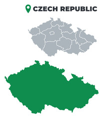 Czech Republic map simple flat outline vector set