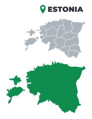 Estonia map simple flat outline vector set