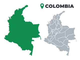 Colombia map simple flat outline vector set