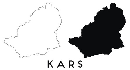 Kars Turkey map outline and black silhouette vector