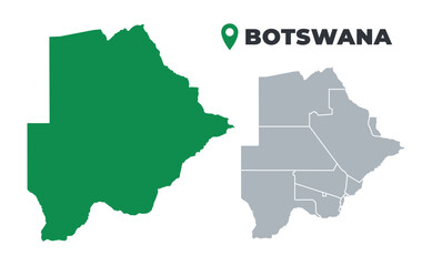 Botswana map simple flat outline vector set