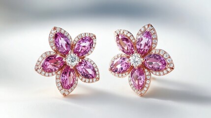 Diamond floral tendril with petals, pink color. generative ai