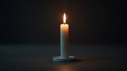 single lit candle on a dark table, symbolizing hope and remembrance 