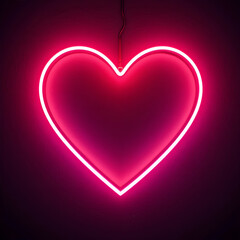 Glowing Neon Heart Against a Dark Background.