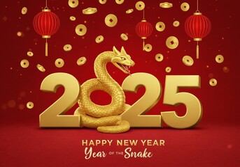 Celebrating the Year of the Snake in 2025 with festive decorations and symbols of prosperity