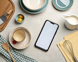 phone with a cup of coffee