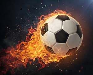 Naklejka premium soccer ball in fire