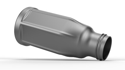 Milk Bottle. Metallic Grey. Isolated. White background. 3d render