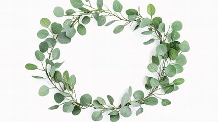 Elegant Eucalyptus Wreath Frame with Fresh Green Leaves and Branches