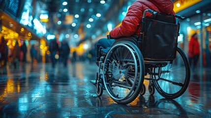 Obraz premium Wheelchair user takes legal action against a large retailer for accessibility issues in store