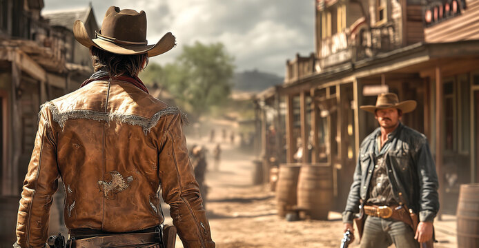 Cowboy Showdown in the Wild West: Classic Duel in the Desert