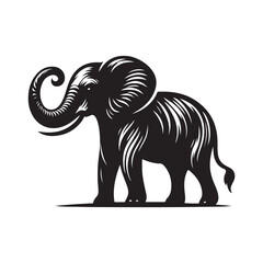 Black Color Elephant silhouette design Vector Illustration, Solid White Background (19).eps