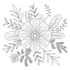 white flower on black coloring page 