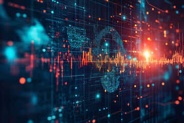 Global Network Map with Illuminated Digital Connections Highlighting International Communication, Cyber Technology, and Futuristic Data Visualization