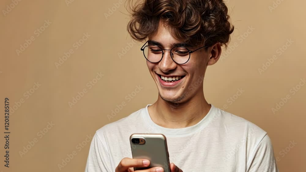 Wall mural The Young Man with Smartphone