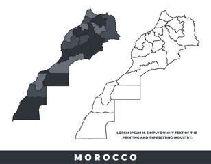 Fototapeta premium Morocco political regions black color outline map set