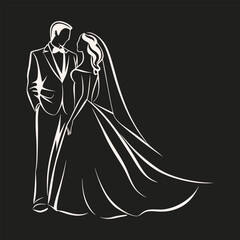 A bride and groom standing face-to-face