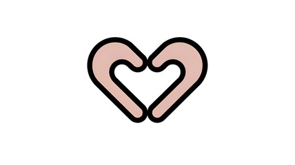 Hands creating an emblem of a tiny heart. Icons for a set of little finger heart lines. Vector image of a hand holding a love icon