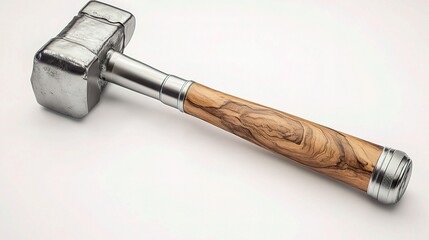 Naklejka premium Isolated Detailed Sledgehammer with Wooden Handle on White Background