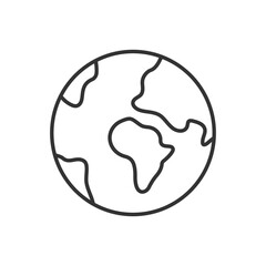 Ecology Planet Line Icon. Earth Nature Care Concept. Eco Global Pictogram. World Outline Icon. Environmental Conservation. Editable Stroke. Isolated Vector Illustration