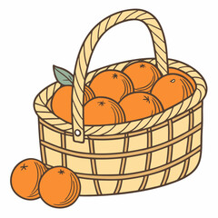Fototapeta premium basket with bread and oranges