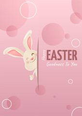 Happy Easter with Funny Bunny for April Celebration on pink background