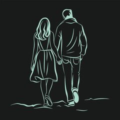  A couple walking hand in hand