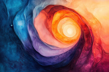 Abstract representation of divine light and spiritual energy, symbolizing the presence of Jesus in a swirling, colorful cosmic form